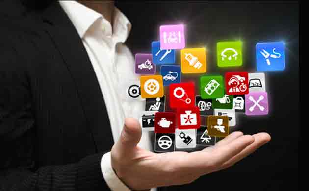 man holding auto parts mobile app