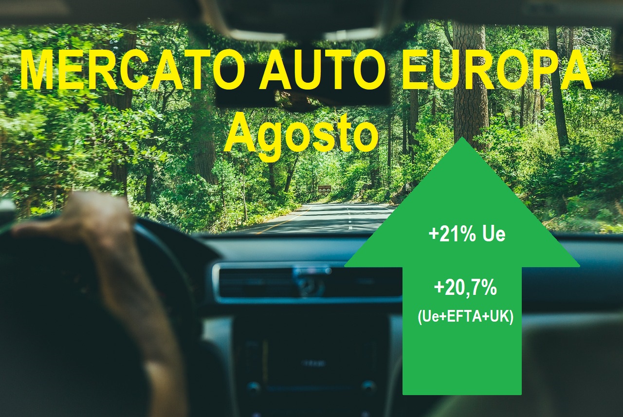 Mercato auto Europa: i dati di agosto evidenziano una crescita del 21%